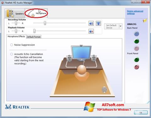 Screenshot Realtek Audio Driver Windows 7