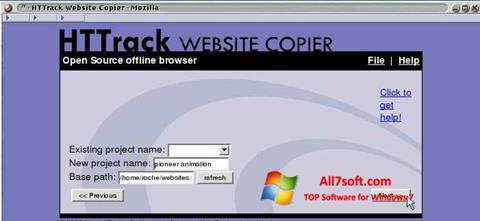 Screenshot HTTrack Website Copier Windows 7