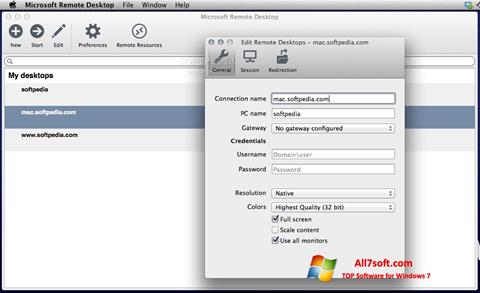 Screenshot Microsoft Remote Desktop Windows 7