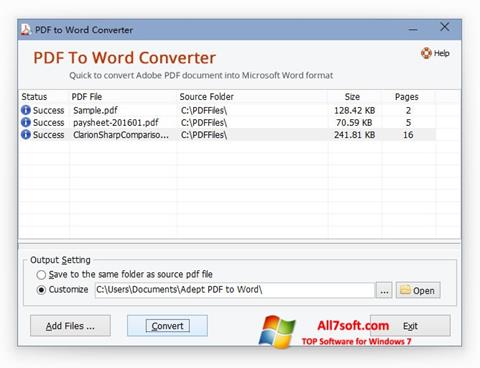 Screenshot PDF to Word Converter Windows 7