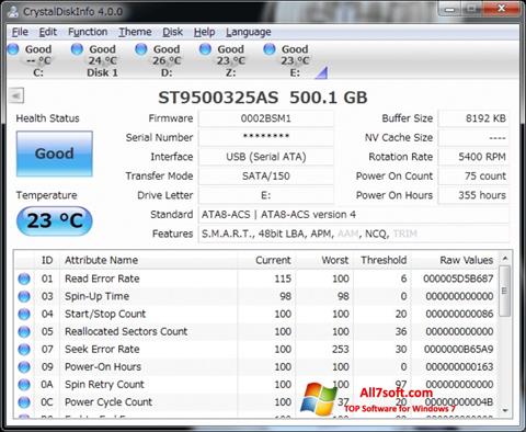 Screenshot CrystalDiskInfo Windows 7