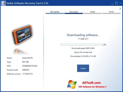 Screenshot Nokia Software Recovery Tool Windows 7