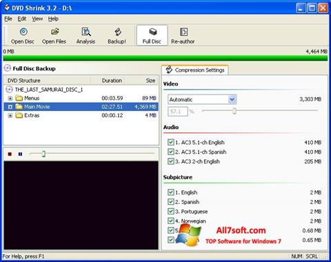 Screenshot DVD Shrink Windows 7